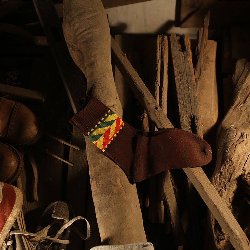 컬러블록 미드 송아지 양말