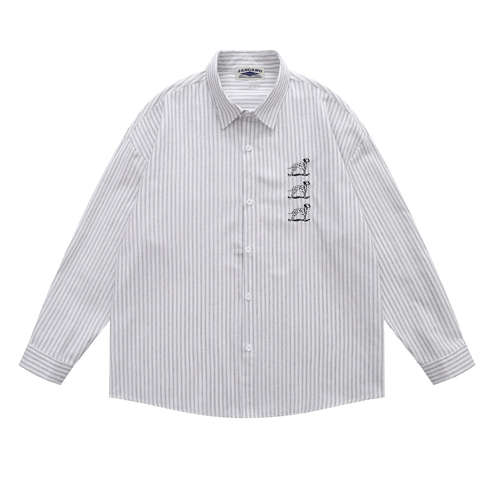 復古趣味斑點狗長袖襯衫