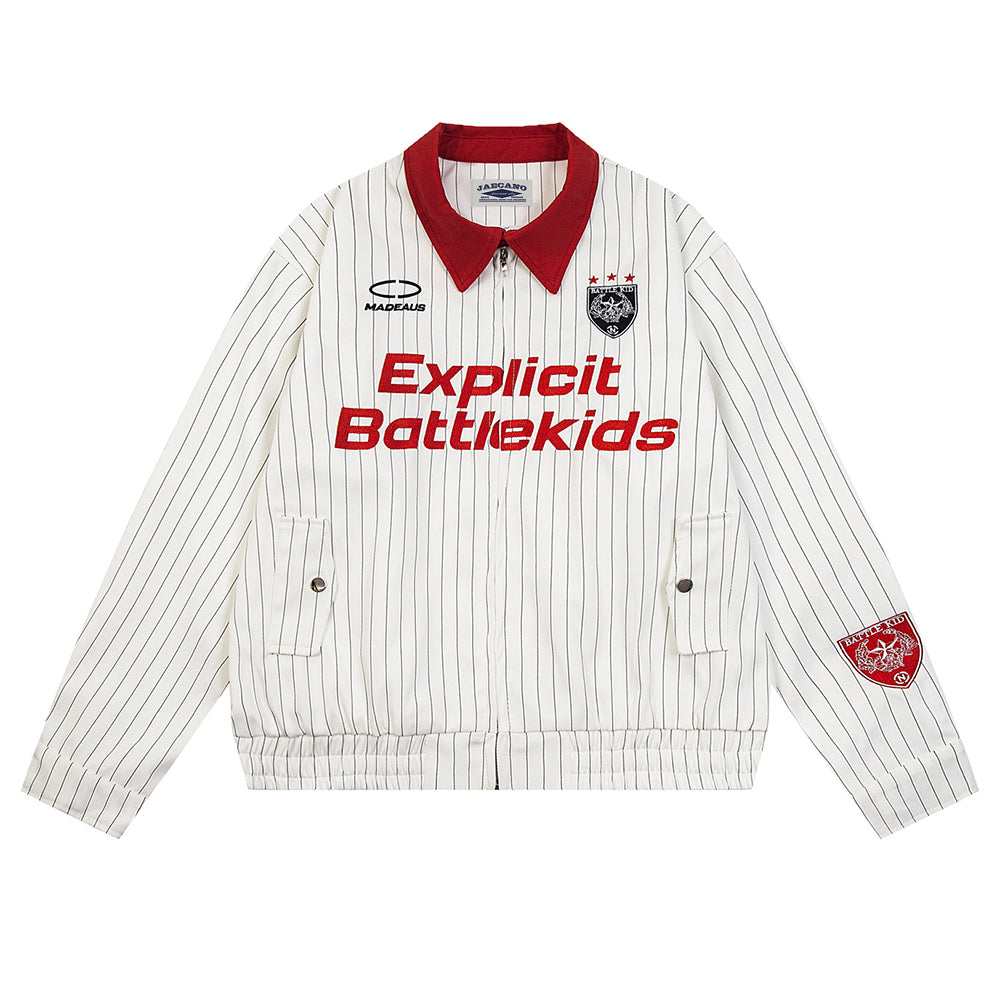 Retro sports contrast striped jacket