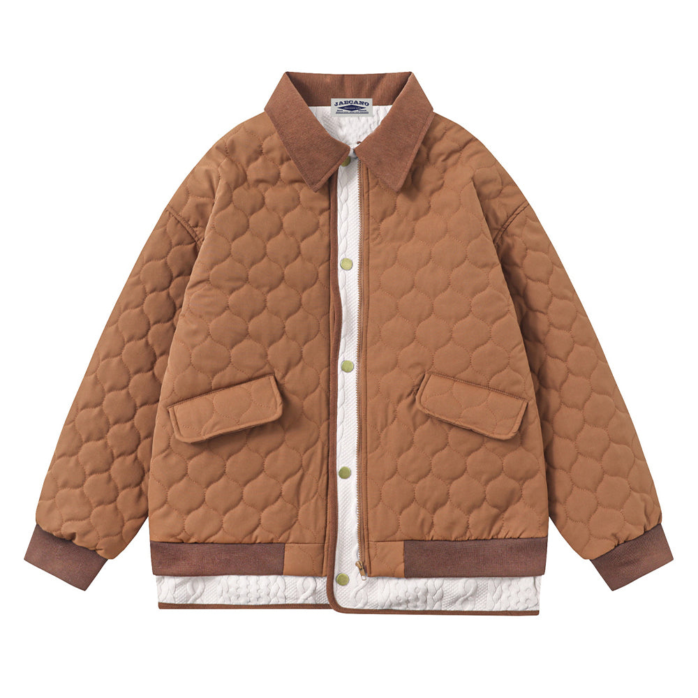 레트로 콘트라스트 컬러 패치워크 코튼 재킷