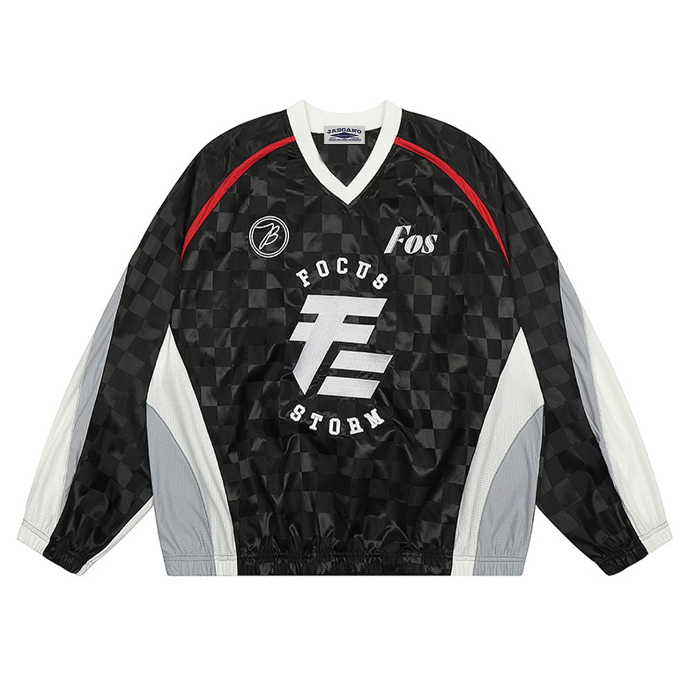 復古拼接寬鬆長袖