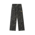 Retro versatile straight-leg camouflage overalls