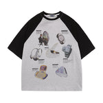 아메리칸 레트로 컬러 블록 래글런 반팔