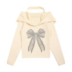 Retro bow crew neck sweater (women's style)