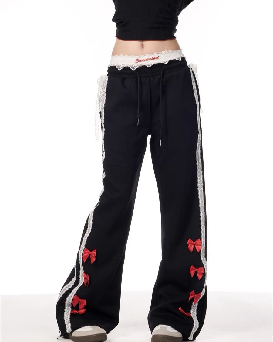 Cute embroidered casual trousers
