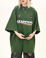 Lettering print crew neck short sleeves