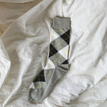 美式復古菱形中筒長襪