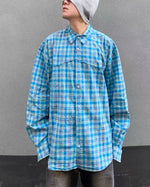 embroidered paneled long-sleeved shirt