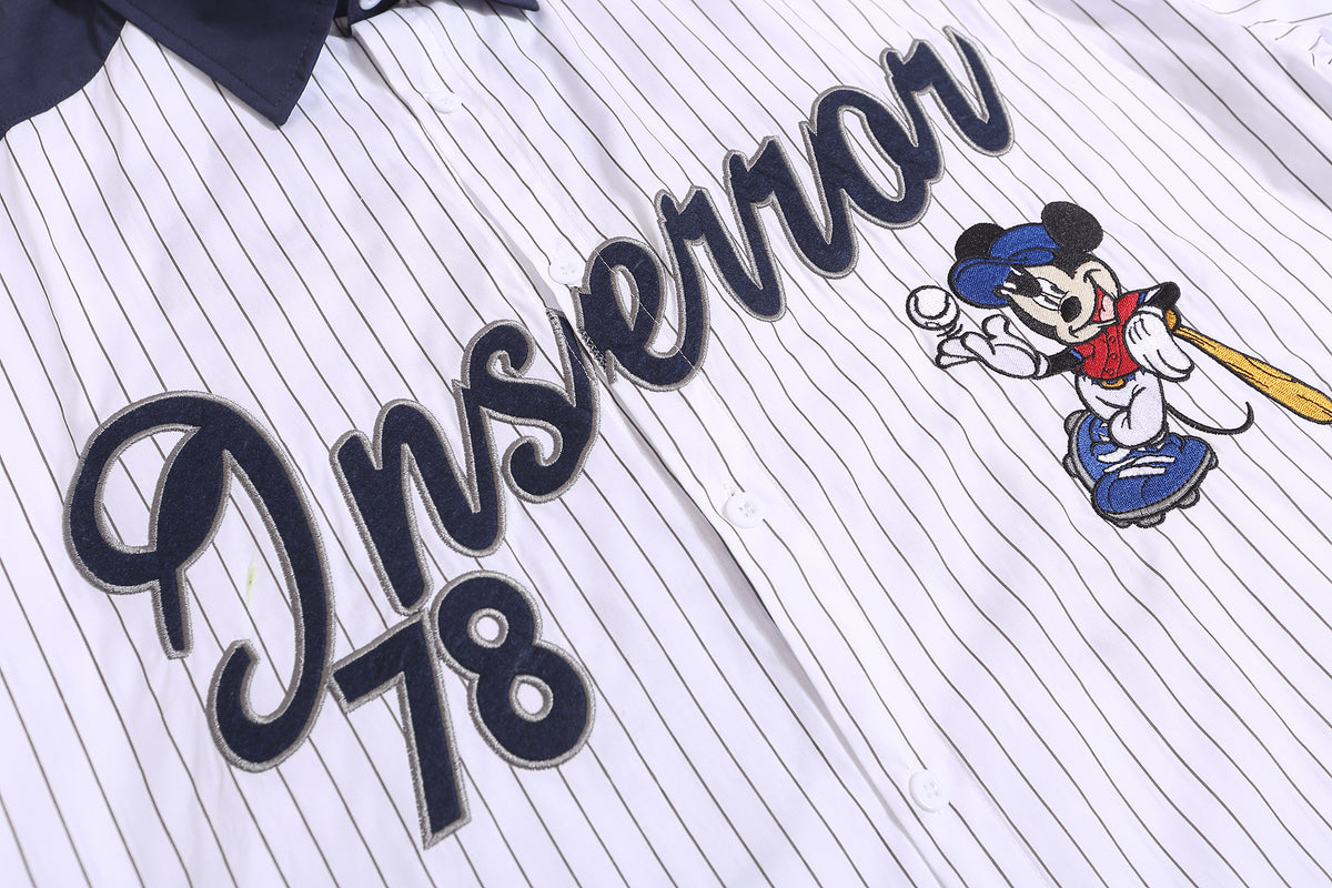 American retro vertical striped baseball shirt