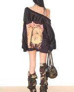 復古辣妹斜肩長袖(女款)