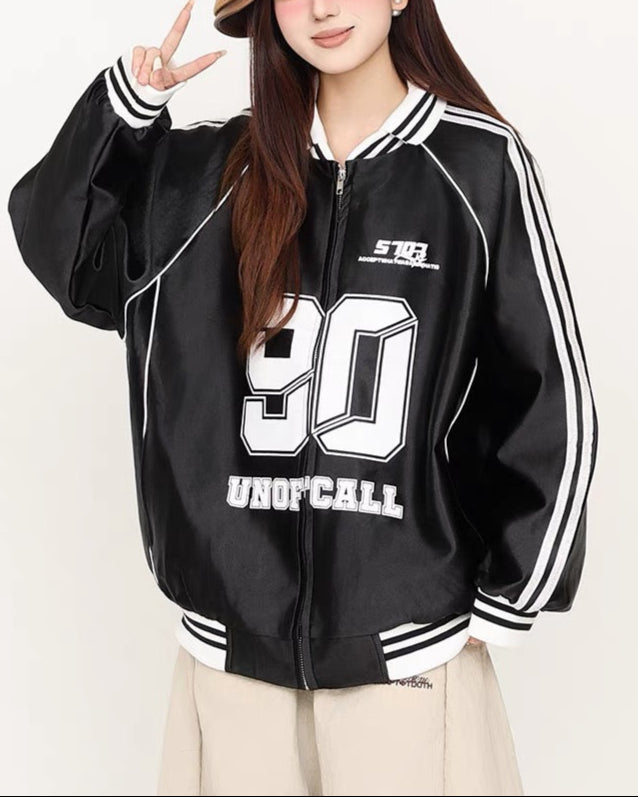 Retro letter print jacket