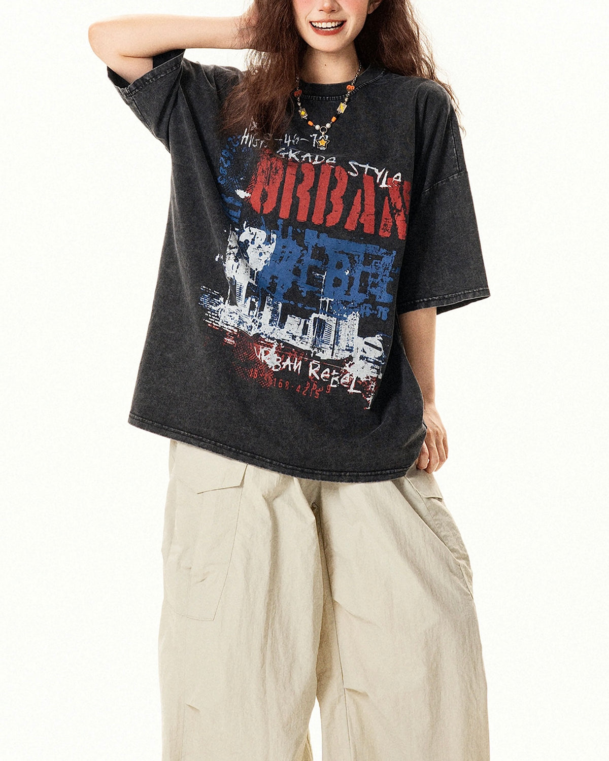 레트로 프린트 반소매