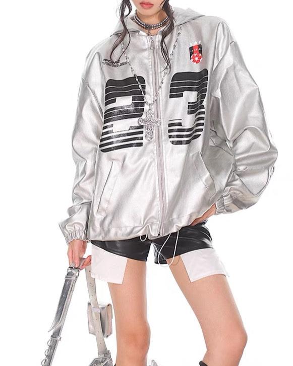 광택 디자인 후드티