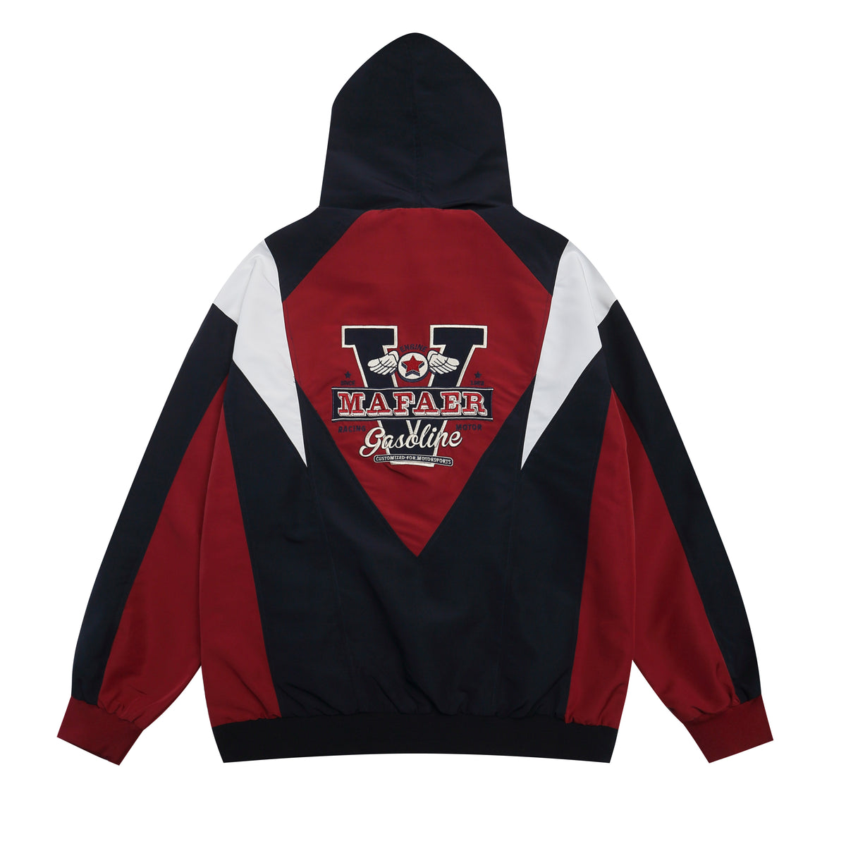 retro color block hooded jacket