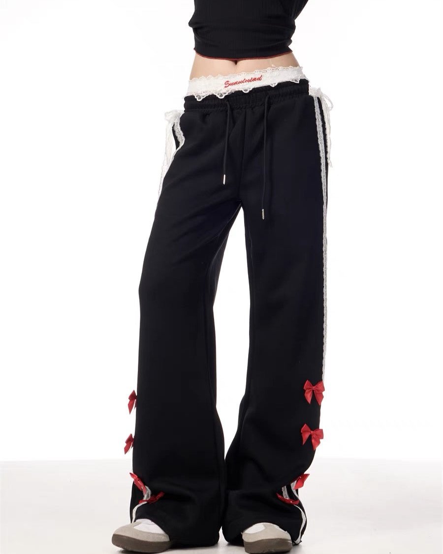 Cute embroidered casual trousers