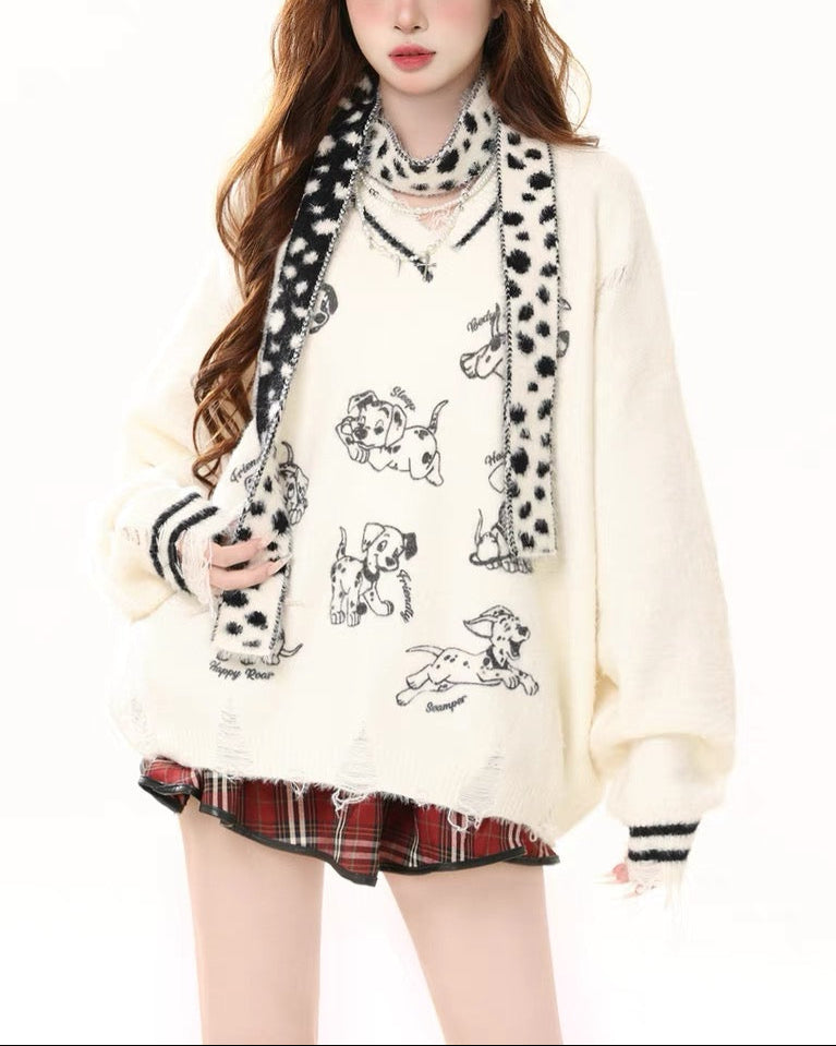 可愛配圍巾毛衣