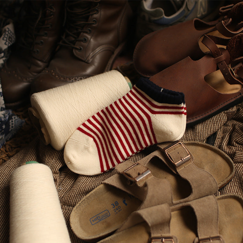 콘트라스트 스트라이프 크루 양말