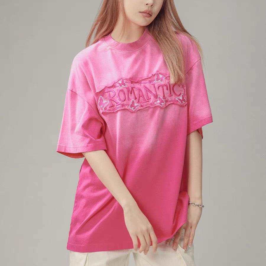 American retro patch washed short sleeves