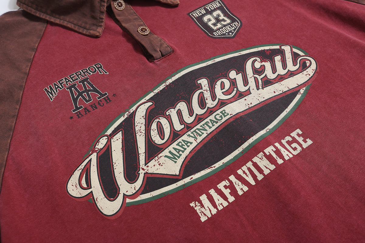 아메리칸 레트로 스티치 스포츠 반소매