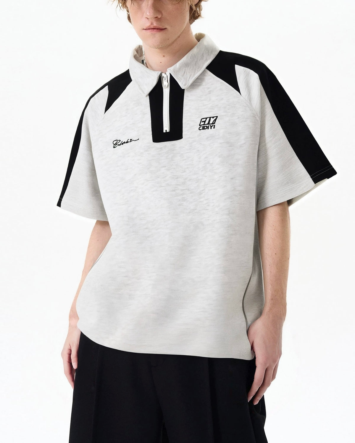 레트로 컬러 블록 반소매