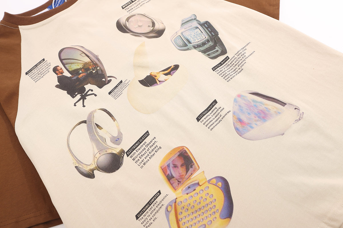 아메리칸 레트로 컬러 블록 래글런 반팔