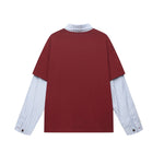 Retro patchwork fake two-piece long sleeves