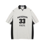 대조적인 컬러 스티칭 짧은 소매