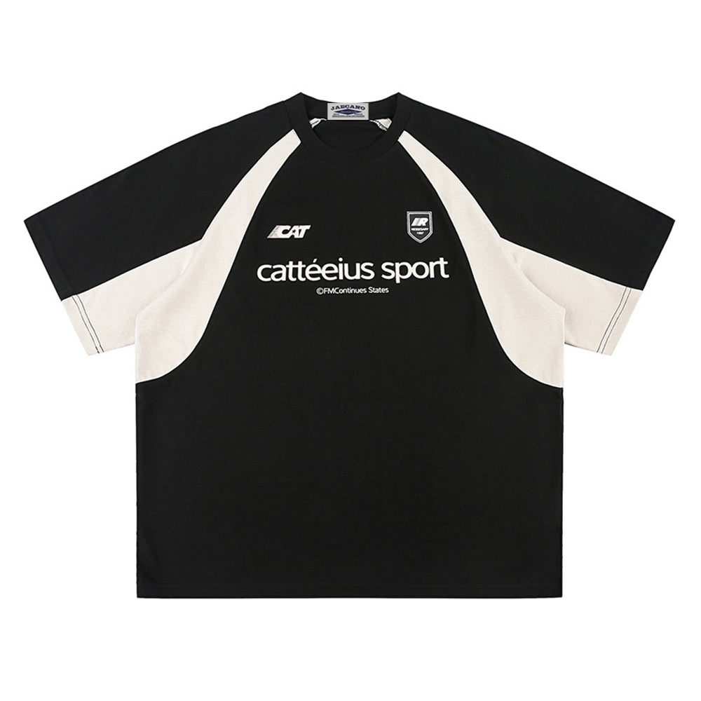 Colorblocked round neck short sleeves