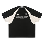 Colorblocked round neck short sleeves