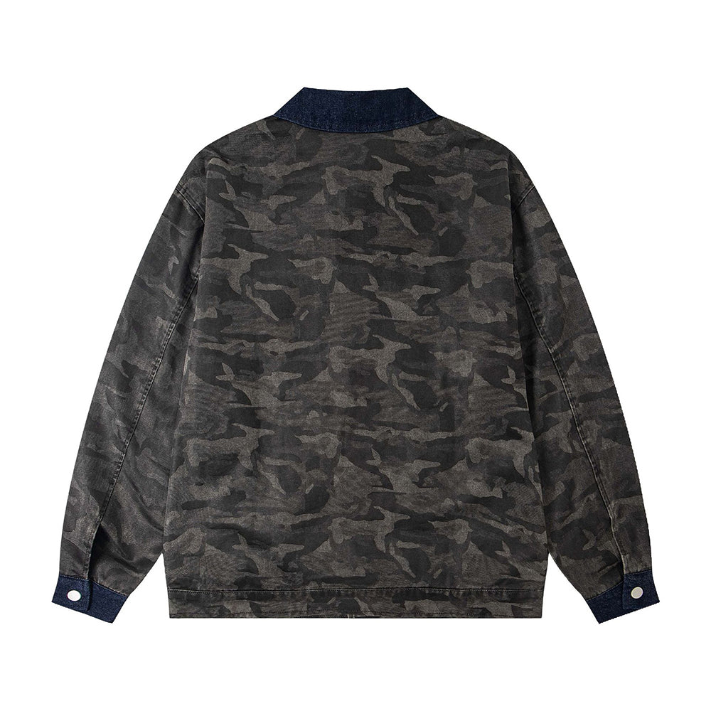 위장색 컬러블록 재킷