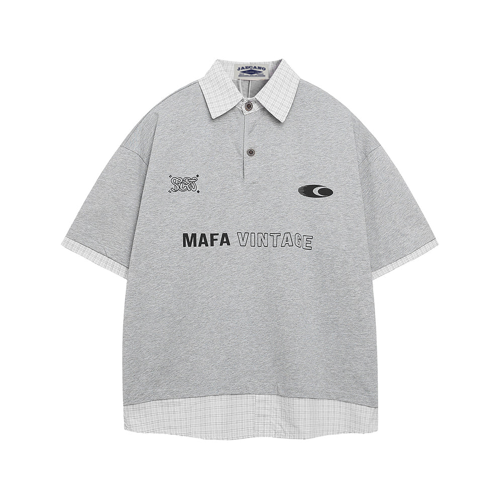 가짜 투피스 프린트 반팔