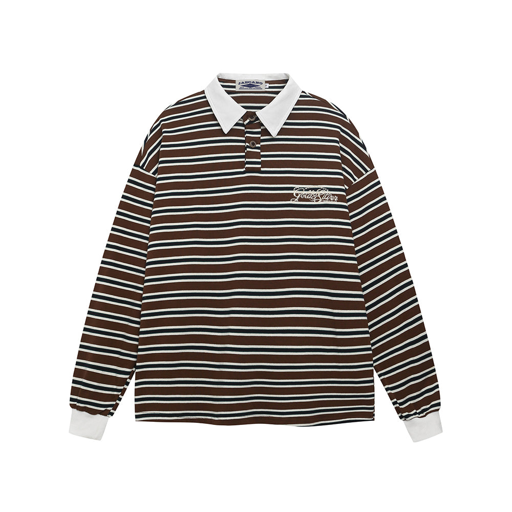 Embroidered contrast striped long sleeves