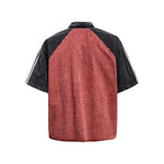 Distressed patchwork short-sleeved shirt