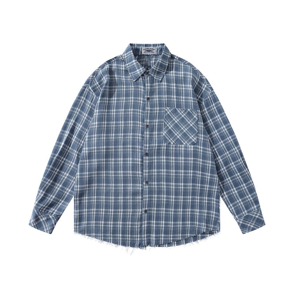 Plaid casual long-sleeved shirt