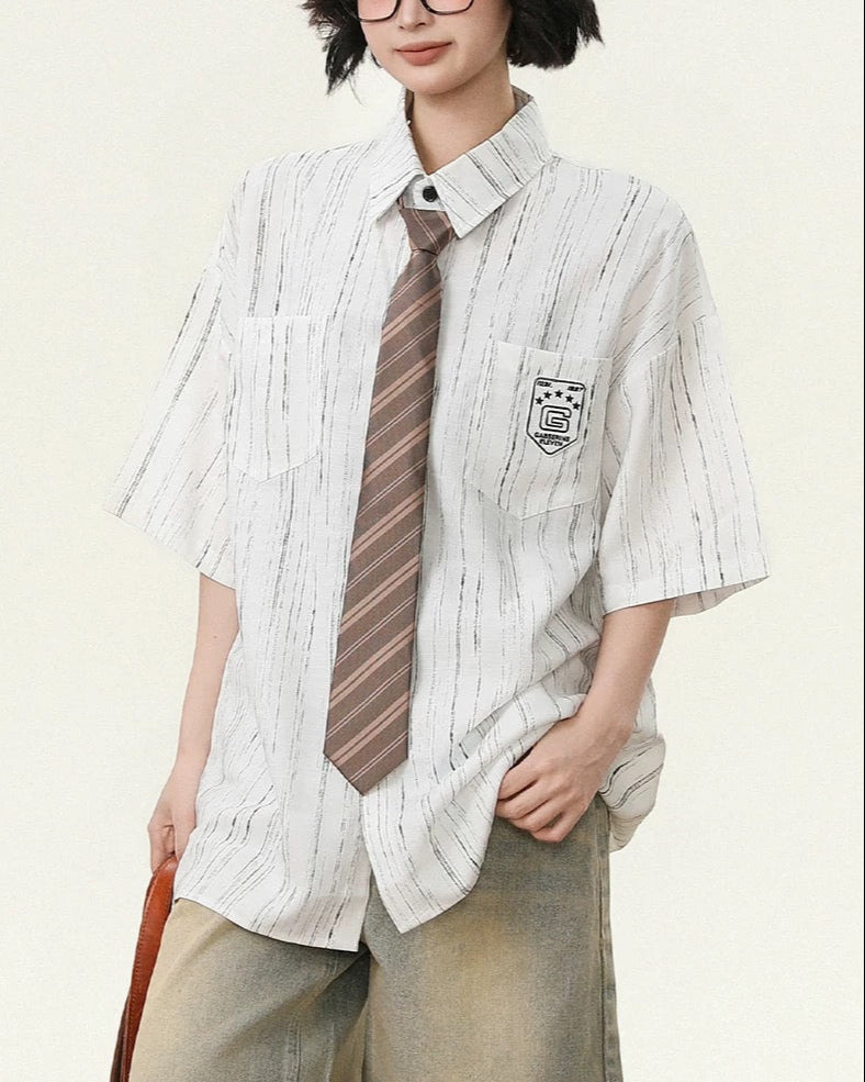 Vintage Striped Short Sleeve Shirt