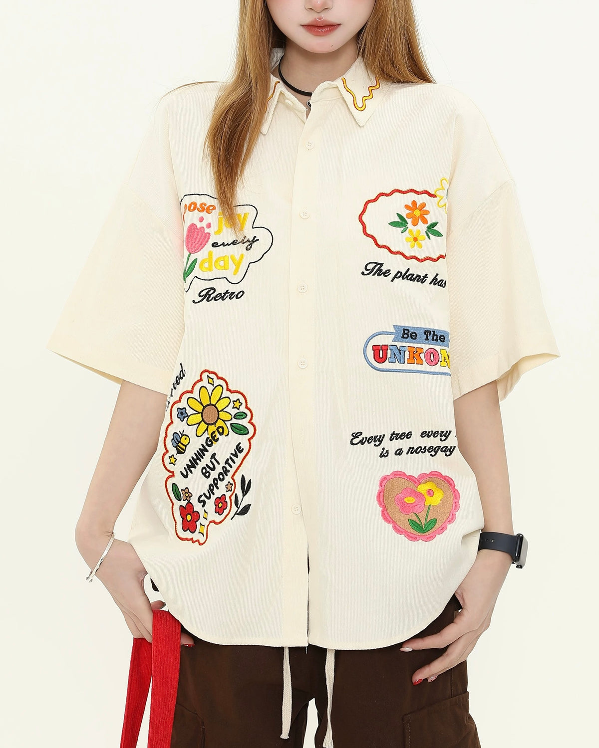 Funny flower short-sleeved shirt