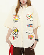 Funny flower short-sleeved shirt