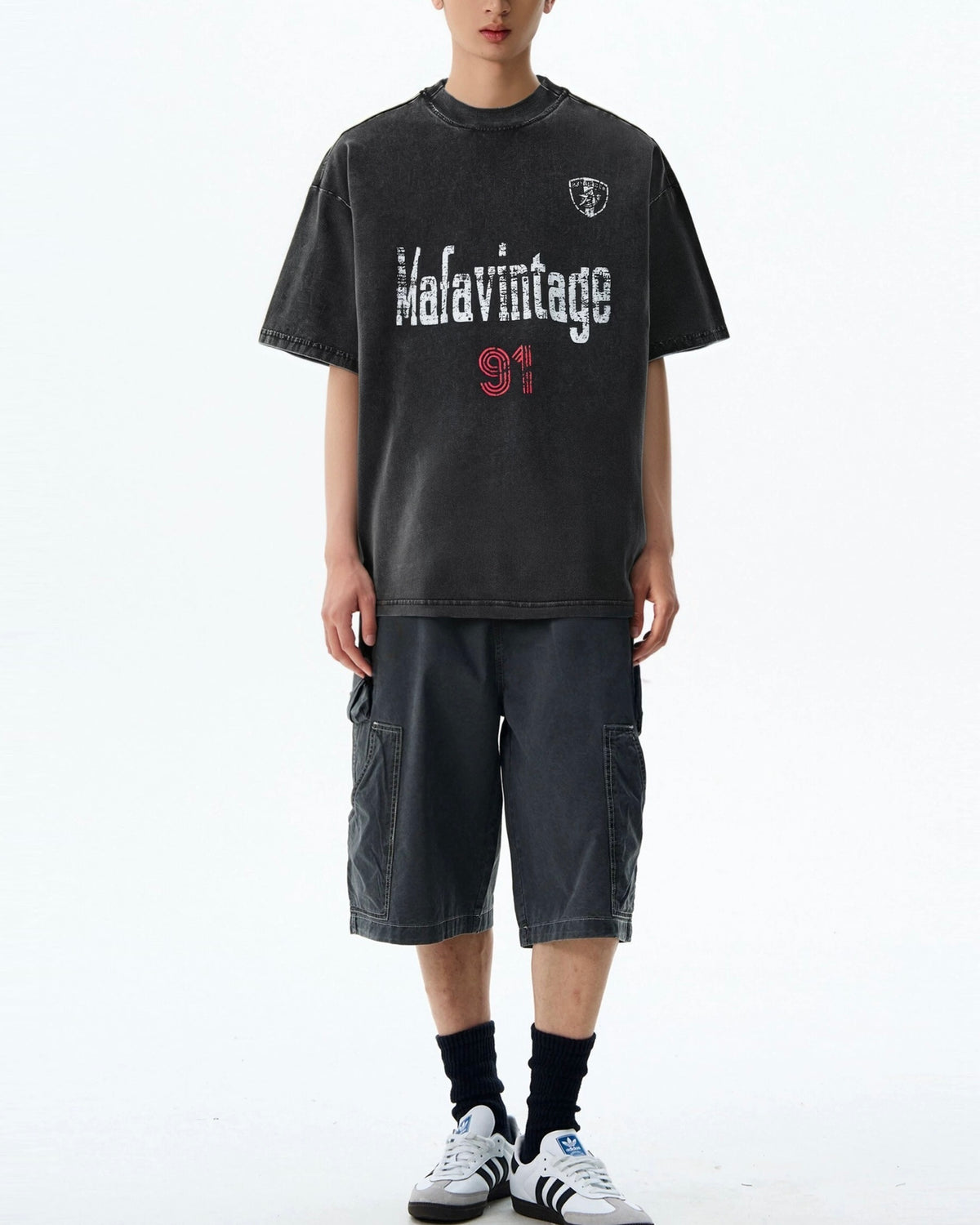 레트로 프린트 캐주얼 반팔