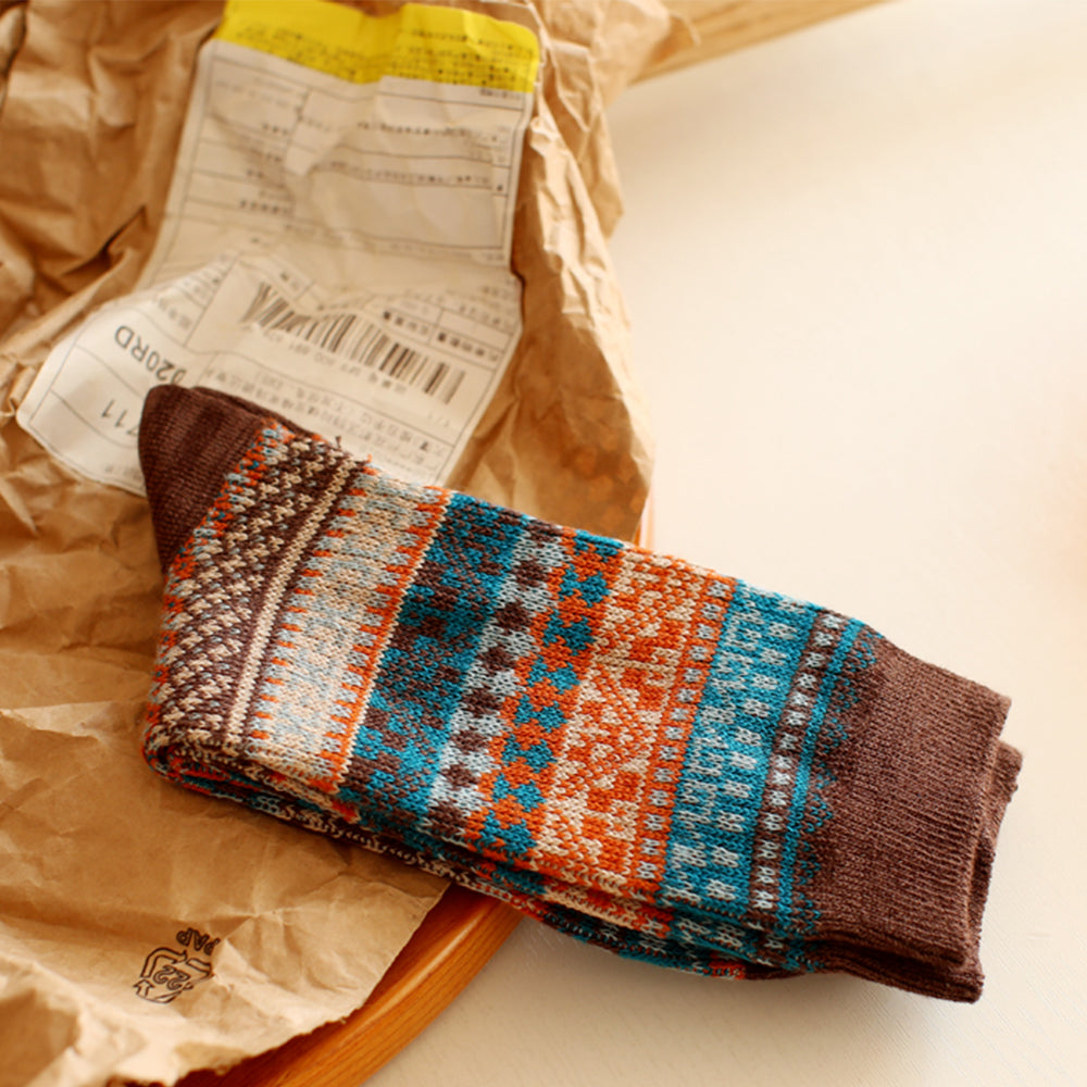 復古針織中筒襪