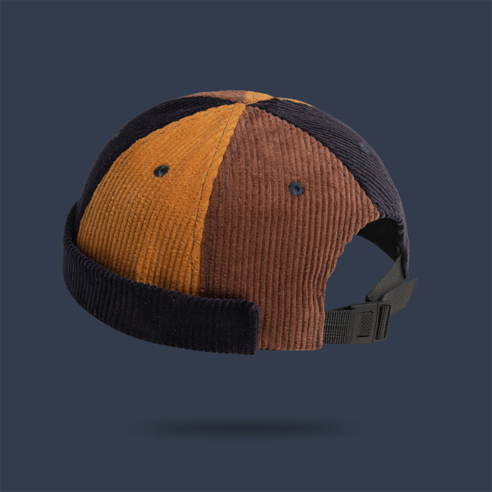 復古燈芯絨拼色帽