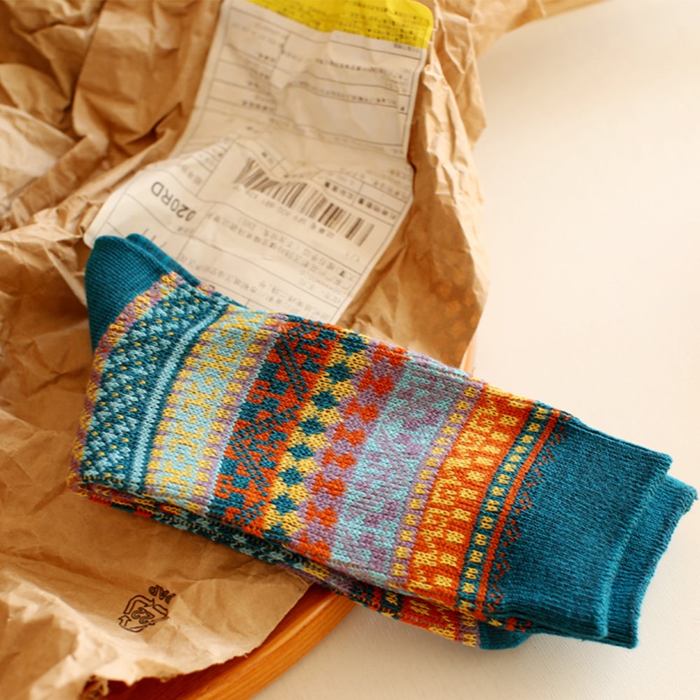 復古針織中筒襪