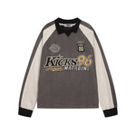 撞色字母長袖衛衣