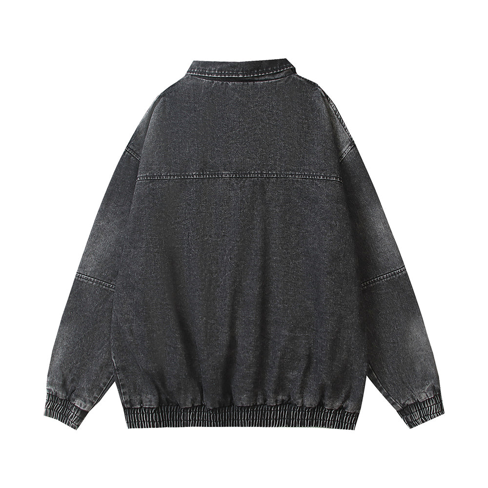 꽃 자수 데님 재킷