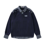 Retro fake two-piece long sleeves