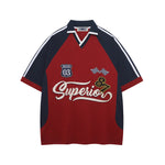 레트로 콘트라스트 폴로 반소매