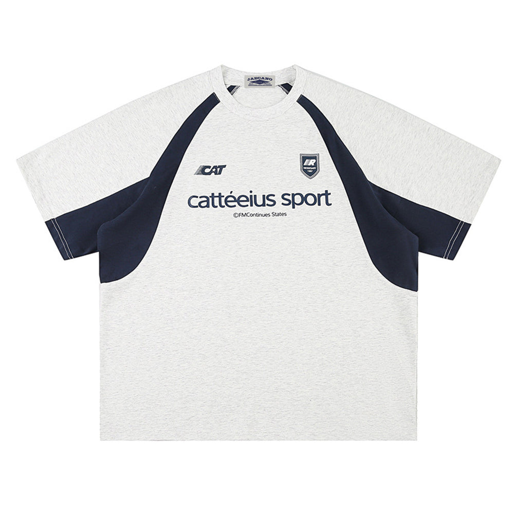 Colorblocked round neck short sleeves