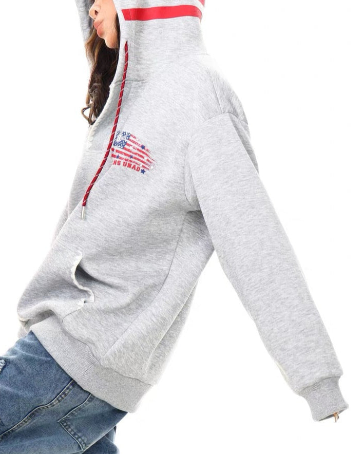 復古印花連帽衛衣