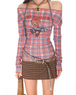 Retro cute plaid long sleeves