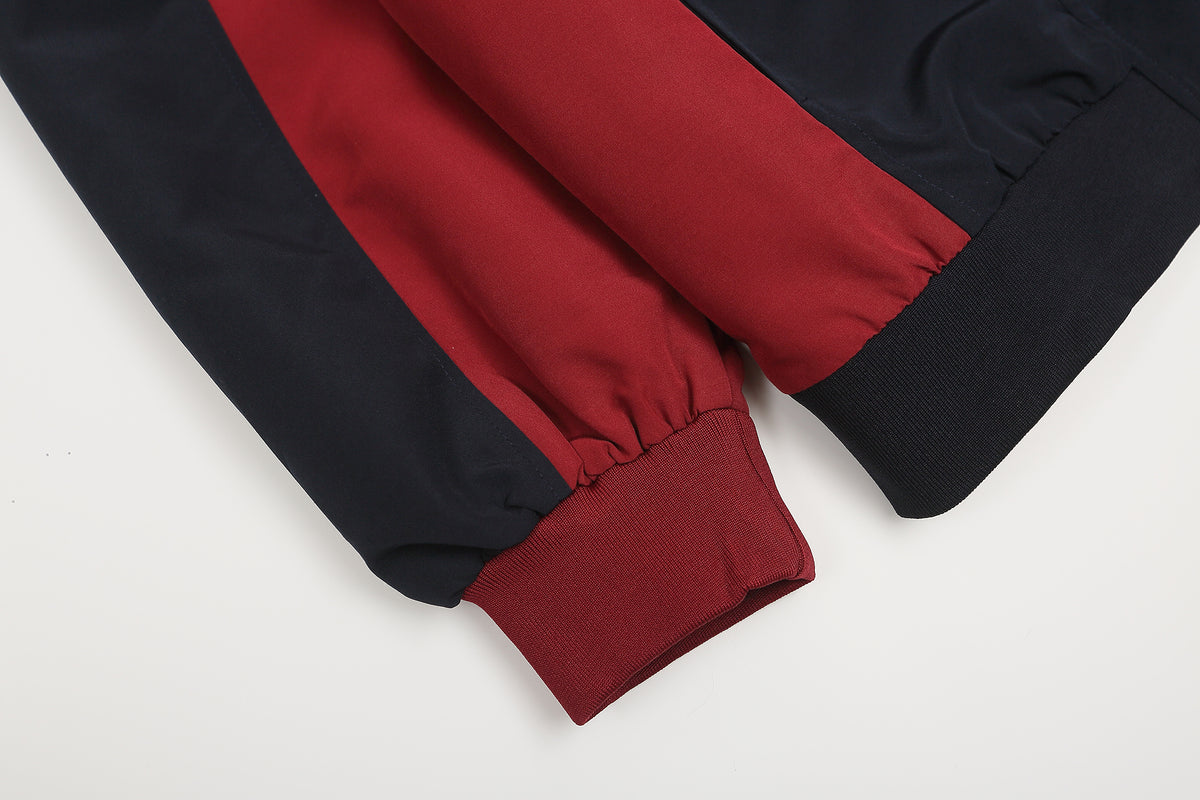 retro color block hooded jacket