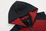 retro color block hooded jacket